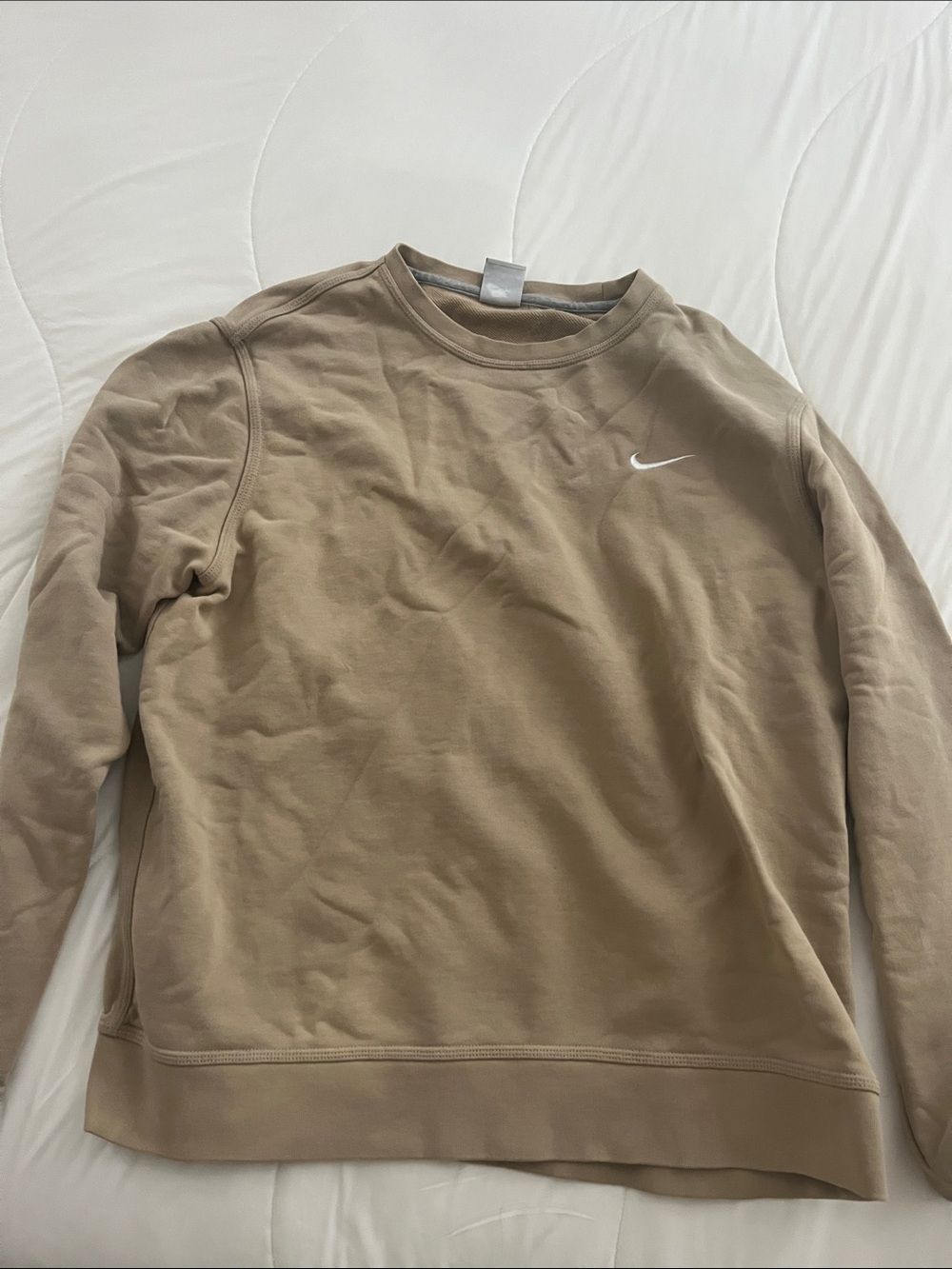 Nike Tan Crewneck Sweatshirt with White Swoosh